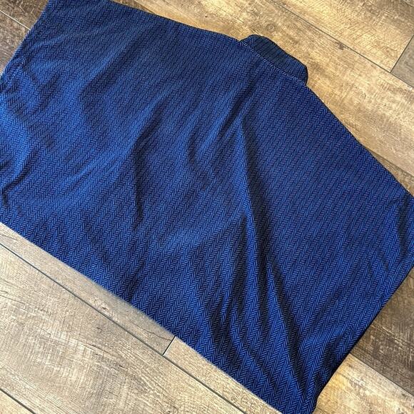 LL BEAN Navy Blue Chevron Fleece Poncho Medium - Picture 4 of 9